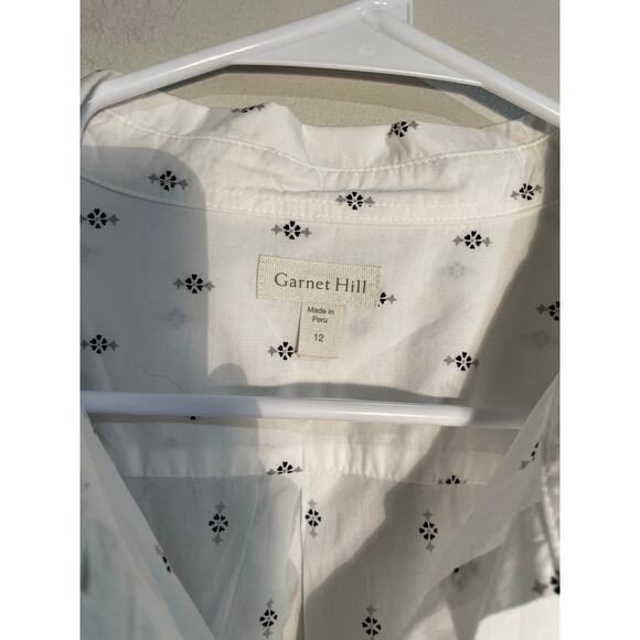 Garnet Hill Classi Floral Print Pima Cotton Button Down Long Sleeve Top Size 12 - Picture 9 of 11